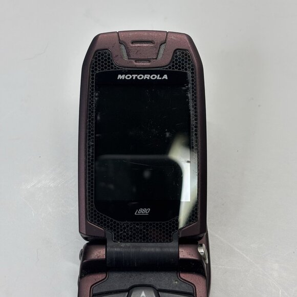 Motorola i880 Nextel Maroon Cell Phone iDen Direct Talk PTT VTG Flip UNTESTED - Picture 12 of 14